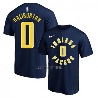 Maillot Manche Courte Indiana Pacers Tyrese Haliburton Icon Bleu