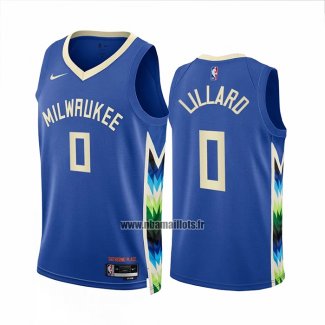 Maillot Milwaukee Bucks Damian Lillard NO 0 Ville 2022-23 Bleu