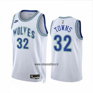 Maillot Minnesota Timberwolves Karl-Anthony Towns NO 32 Classic 2023-24 Blanc