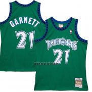 Maillot Minnesota Timberwolves Kevin Garnett NO 21 Hardwood Classics Throwback 1997-98 Vert