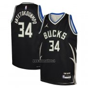 Maillot Enfant Milwaukee Bucks Giannis Antetokounmpo NO 34 Statement 2022-23 Noir