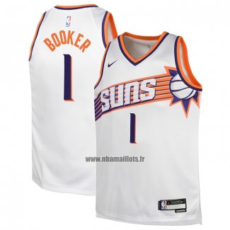 Maillot Enfant Phoenix Suns Devin Booker NO 1 Association 2023-24 Blanc