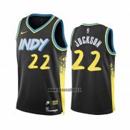 Maillot Indiana Pacers Isaiah Jockson NO 22 Ville 2023-24 Noir