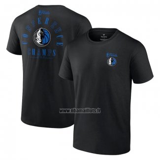 Maillot Manche Courte Dallas Mavericks 2024 Western Conference Champions Perimeter Defense Noir