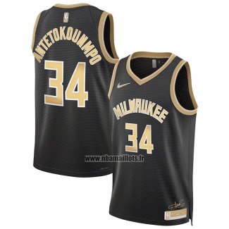 Maillot Milwaukee Bucks Giannis Antetokounmpo NO 34 Select Series Or Noir