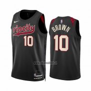 Maillot Portland Trail Blazers Moses Brown NO 10 Ville 2023-24 Noir