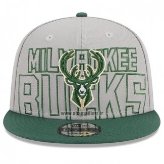 Casquette Milwaukee Bucks 2023 NBA Draft 9FIFTY Snapback Gris Vert