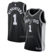 Maillot Enfant San Antonio Spurs Victor Wembanyama NO 1 Icon 2022-23 Noir