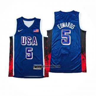 Maillot USA 2024 Anthony Edwards NO 5 Bleu1