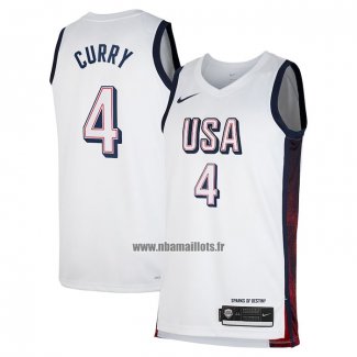 Maillot USA 2024 Stephen Curry NO 4 Blanc