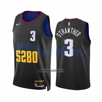 Maillot Denver Nuggets Julian Strawther NO 3 Ville 2023-24 Noir