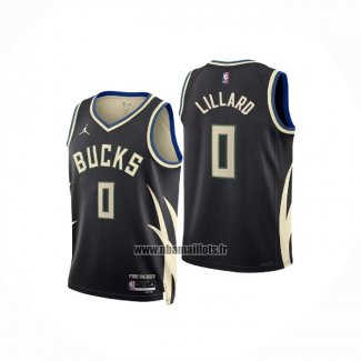 Maillot Enfant Milwaukee Bucks Damian Lillard NO 0 Statement 2022-23 Noir