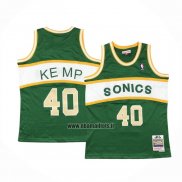 Maillot Enfant Seattle Supersonics Shawn Kemp NO 40 Historic Retro Vert