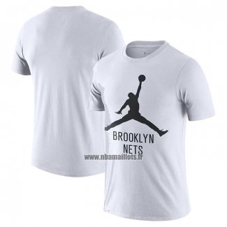 Maillot Manche Courte Brooklyn Nets Essential Jumpman Blanc