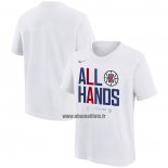 Maillot Manche Courte Los Angeles Clippers 2024 NBA Playoffs Mantra Blanc