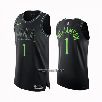 Maillot New Orleans Pelicans Zion Williamson NO 1 Ville Authentique 2023-24 Noir