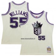 Maillot Sacramento Kings Jason Williams NO 55 Mitchell & Ness Chainstitch Creme