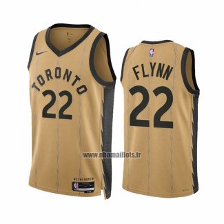 Maillot Toronto Raptors Malachi Flynn NO 22 Ville 2023-24 Or