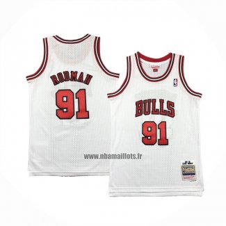 Maillot Enfant Chicago Bulls Dennis Rodman NO 91 Mitchell & Ness 1997-98 Blanc