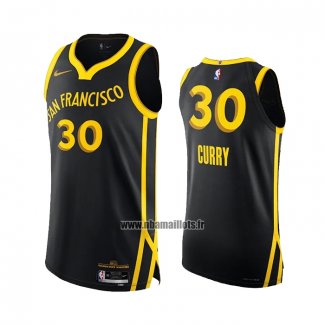 Maillot Golden State Warriors Stephen Curry NO 30 Ville Authentique 2023-24 Noir