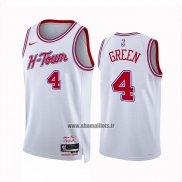 Maillot Houston Rockets Jalen Green NO 4 Ville 2023-24 Blanc