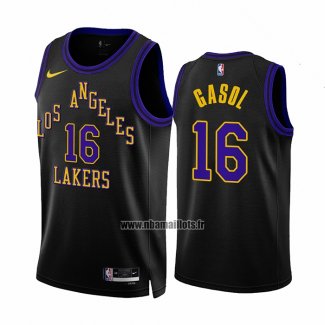 Maillot Los Angeles Lakers Pau Gasol NO 16 Ville 2023-24 Noir