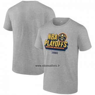 Maillot Manche Courte Denver Nuggets 2024 NBA Playoffs Gris