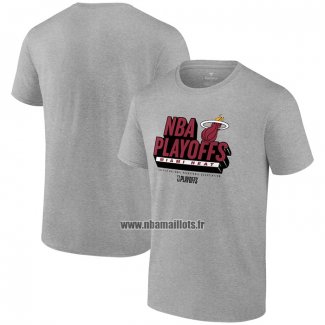 Maillot Manche Courte Miami Heat 2024 NBA Playoffs Gris