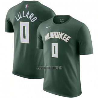 Maillot Manche Courte Milwaukee Bucks Damian Lillard Icon Vert