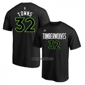 Maillot Manche Courte Minnesota Timberwolves Karl-Anthony Towns Statement Noir