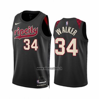 Maillot Portland Trail Blazers Jabari Walker NO 34 Ville 2023-24 Noir