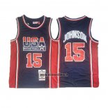 Maillot USA 1992 James Johnson NO 15 Bleu