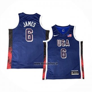 Maillot USA 2024 LeBron James NO 6 Bleu