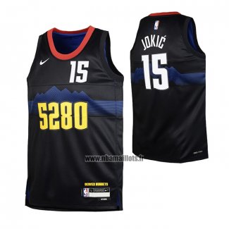 Maillot Enfant Denver Nuggets Nikola Jokic NO 15 Ville 2023-24 Noir