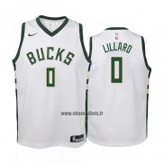 Maillot Enfant Milwaukee Bucks Damian Lillard NO 0 Association 2022-23 Blanc