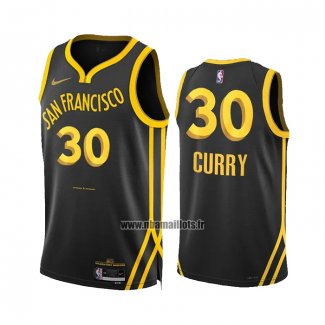 Maillot Golden State Warriors Stephen Curry NO 30 Ville 2023-24 Noir