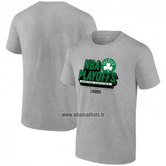 Maillot Manche Courte Boston Celtics 2024 NBA Playoffs Gris