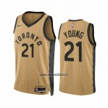 Maillot Toronto Raptors Thaddeus Young NO 21 Ville 2023-24 Or