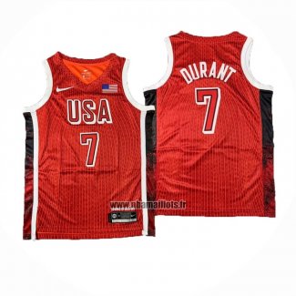 Maillot USA 2024 Kevin Durant NO 7 Jeux Olympiques Rouge