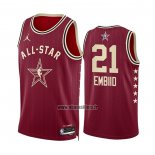 Maillot All Star 2024 Philadelphia 76ers Joel Embiid NO 21 Rouge