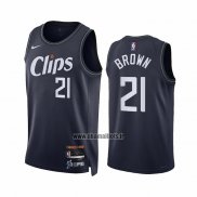 Maillot Los Angeles Clippers Kobe Brown NO 21 Ville 2023-24 Bleu