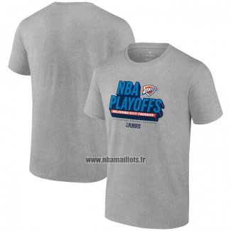 Maillot Manche Courte Oklahoma City Thunder 2024 NBA Playoffs Gris