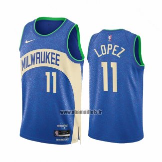 Maillot Milwaukee Bucks Brook Lopez NO 11 Ville 2023-24 Bleu