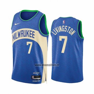 Maillot Milwaukee Bucks Chris Livingston NO 7 Ville 2023-24 Bleu