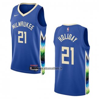 Maillot Milwaukee Bucks Jrue Holiday NO 21 Ville 2022-23 Bleu