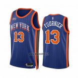 Maillot New York Knicks Evan Fournier NO 13 Ville 2023-24 Bleu