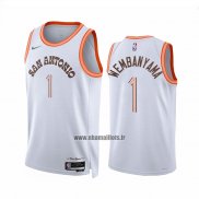 Maillot San Antonio Spurs Victor Wembanyama NO 1 Ville 2023-24 Blanc