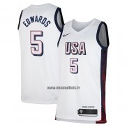 Maillot USA 2024 Anthony Edwards NO 5 Blanc