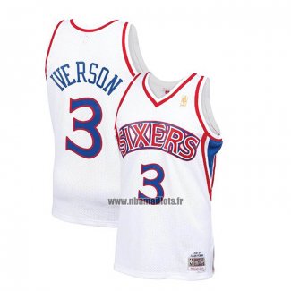 Maillot Enfant Philadelphia 76ers Allen Iverson NO 3 Mitchell & Ness 1996-97 Blanc