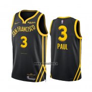 Maillot Golden State Warriors Chris Paul NO 3 Ville 2023-24 Noir